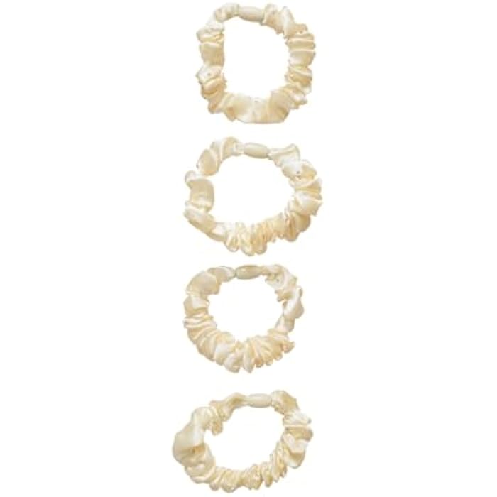 Daphne 4-Piece Girls' Cotton Hair Ties - Off White - Image 1